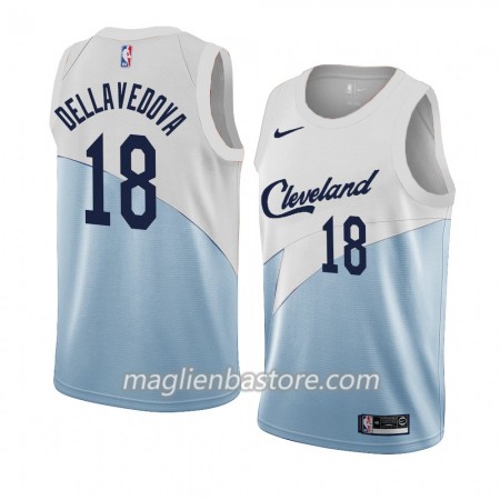 Maglia NBA Cleveland Cavaliers Matthew Dellavedova 18 2018-19 Nike Blu Bianco Swingman - Uomo